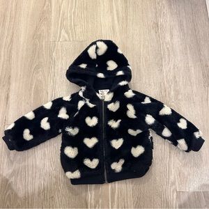 Faux fur heart print toddler spring jacket